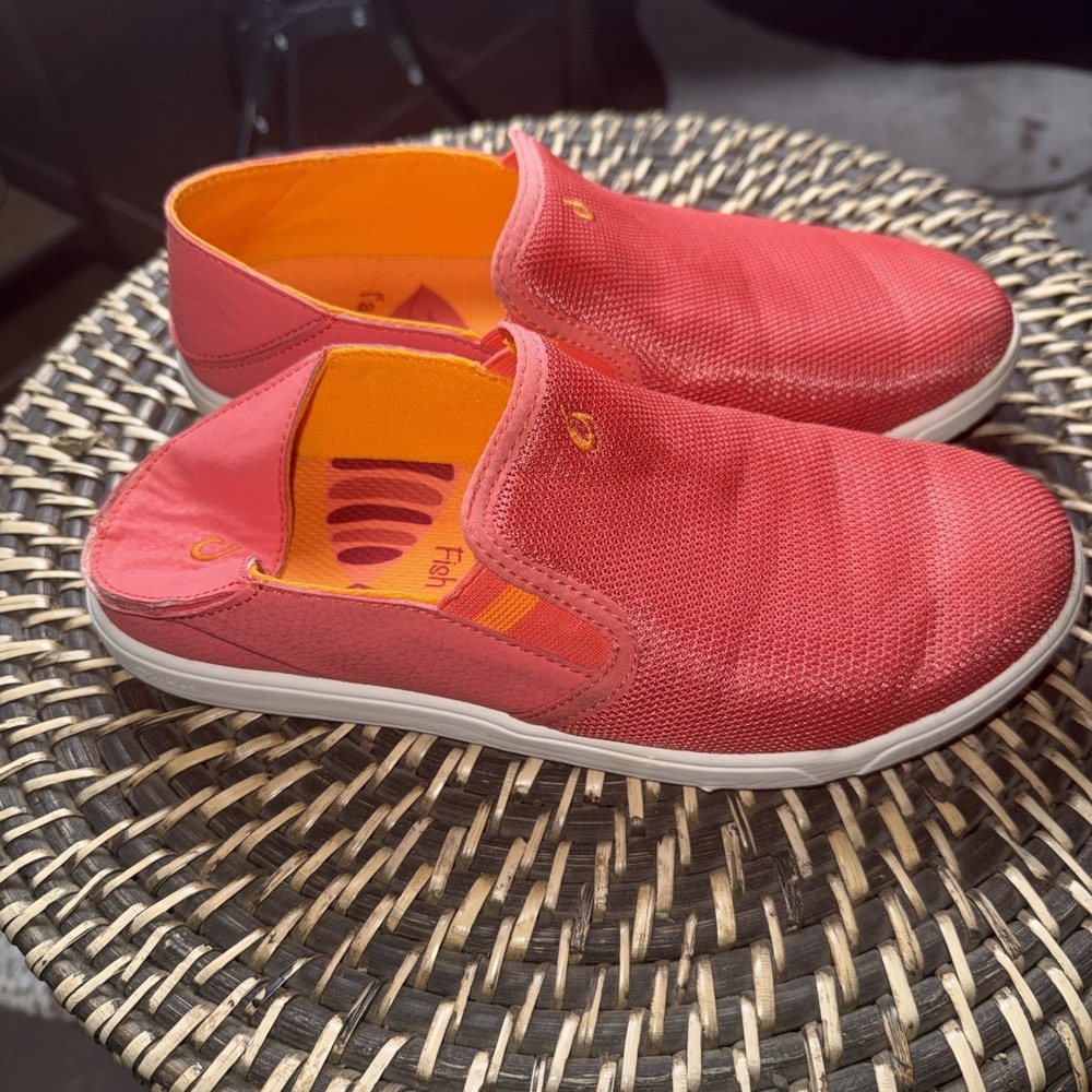 Olukai Pehuea Maka Girls Pink Orange‎ Slip On Sneakers 30140-SZ2F Kids Size 5